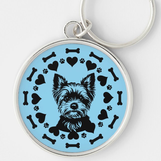 Yorkshire Terrier Dog Owner Key Ring (Front)