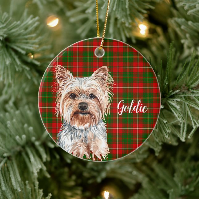 Yorkshire Terrier Dog Personalized Ceramic Ornament (Tree)