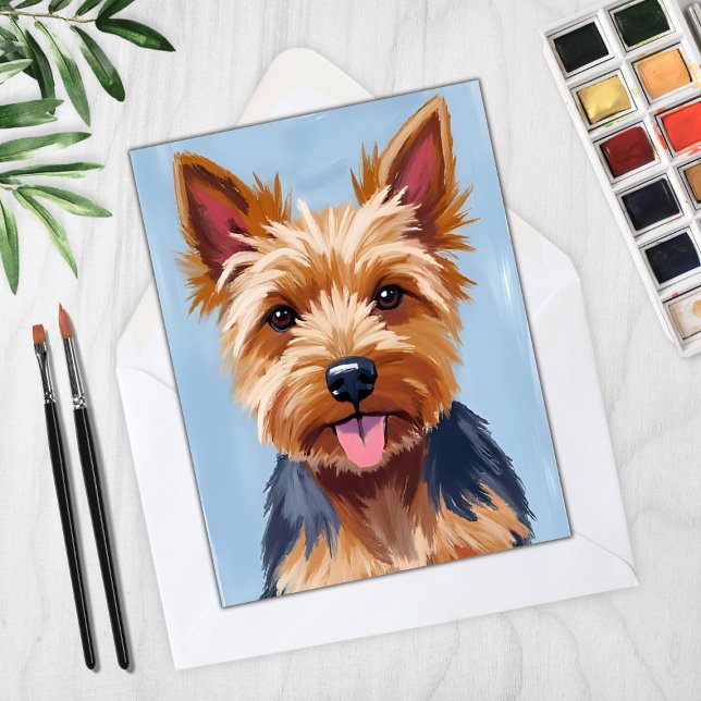 Yorkshire Terrier Dog Portrait Painting Card (Creator Uploaded)