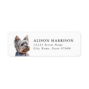 Yorkshire Terrier Dog Return Address Label