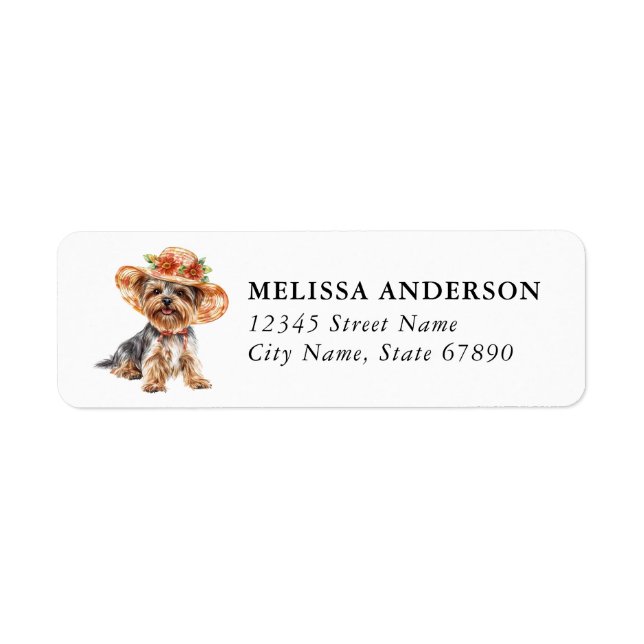 Yorkshire Terrier Dog Return Address Label (Front)