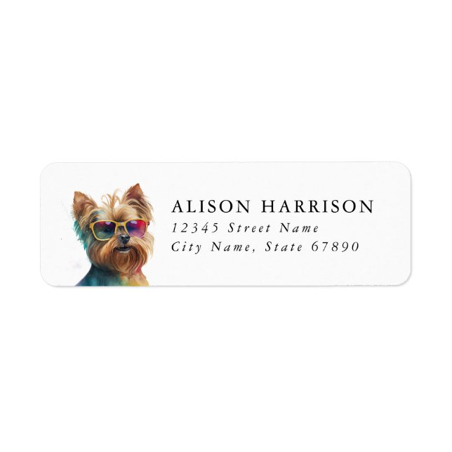 Yorkshire Terrier Dog Return Address Label (Front)