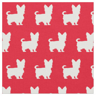 Yorkshire Terrier Dog Silhouette Pet Yorkie Red Fabric