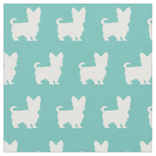 Yorkshire Terrier Dog Silhouette Pet Yorkie Teal Fabric