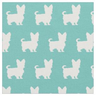 Yorkshire Terrier Dog Silhouette Pet Yorkie Teal Fabric