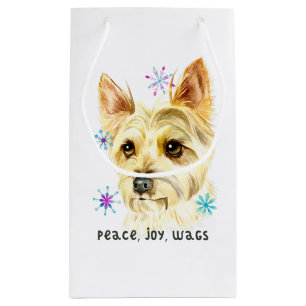 Yorkshire Terrier Dog, Snowflakes, Christmas Small Gift Bag