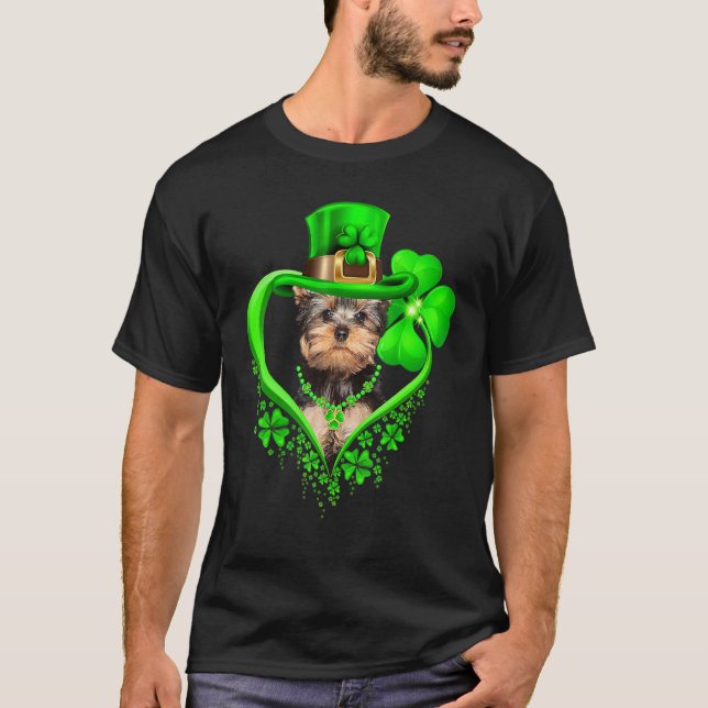 Yorkshire Terrier Dog St Patricks Day Lover Irish  T-Shirt (Front)