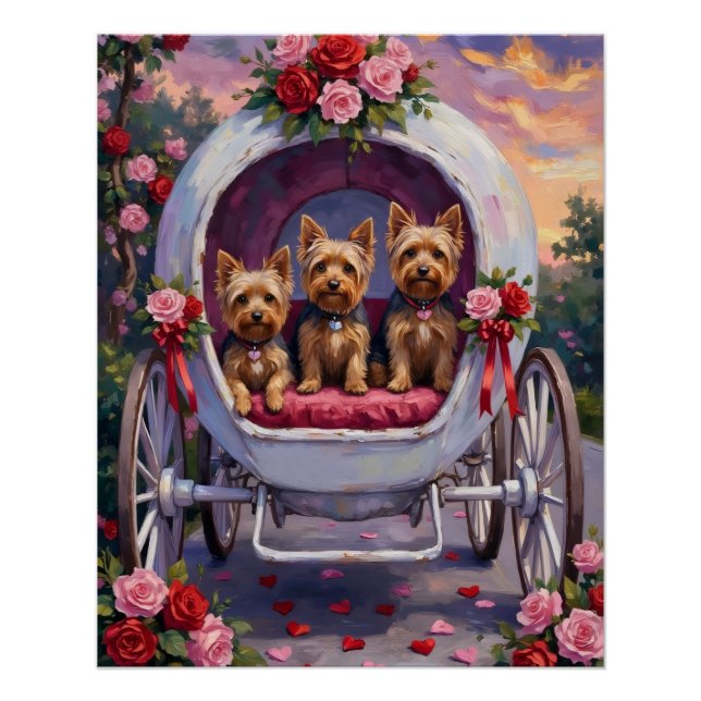 Yorkshire Terrier Dog Valentine's Day Poster (Front)