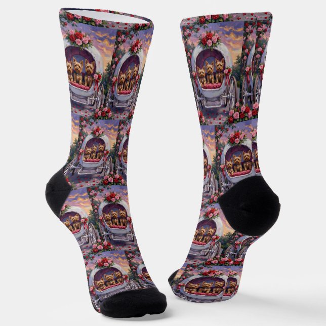 Yorkshire Terrier Dog Valentine's Day Socks (Angled)
