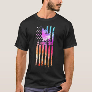 Yorkshire Terrier Dog Watercolor American Flag T-Shirt