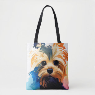 Yorkshire Terrier Dog Wild Nature Animal Colors Ar Tote Bag
