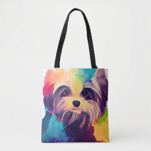 Yorkshire Terrier Dog Wild Nature Animal Colors Ar Tote Bag