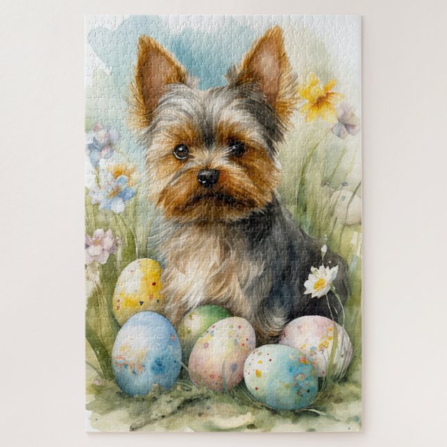 Yorkshire Terrier Dog With Easter Eggs Holiday  Jigsaw Puzzle (Vertical)