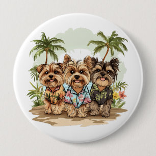Yorkshire Terrier Dogs Hawaiian Shirts 10 Cm Round Badge