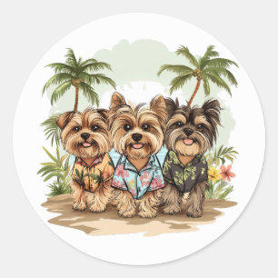 Yorkshire Terrier Dogs Hawaiian Shirts Classic Round Sticker