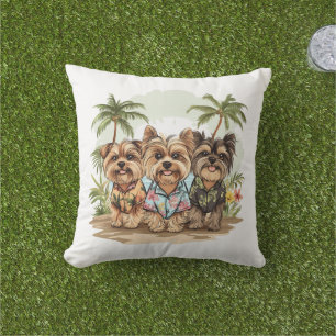 Yorkshire Terrier Dogs Hawaiian Shirts Cushion