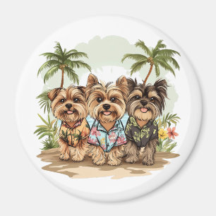 Yorkshire Terrier Dogs Hawaiian Shirts Magnet