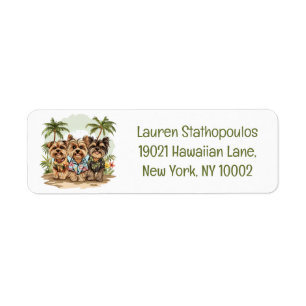 Yorkshire Terrier Dogs Hawaiian Shirts Return Address Label