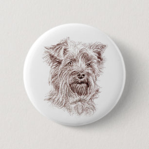 Yorkshire Terrier Drawing 6 Cm Round Badge