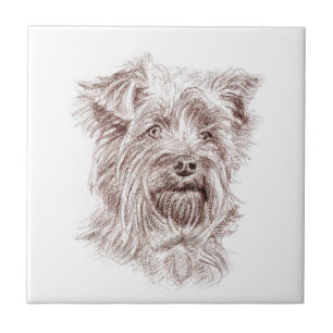 Yorkshire Terrier Drawing Ceramic Tile