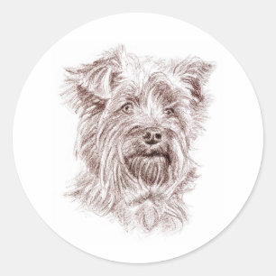 Yorkshire Terrier Drawing Classic Round Sticker