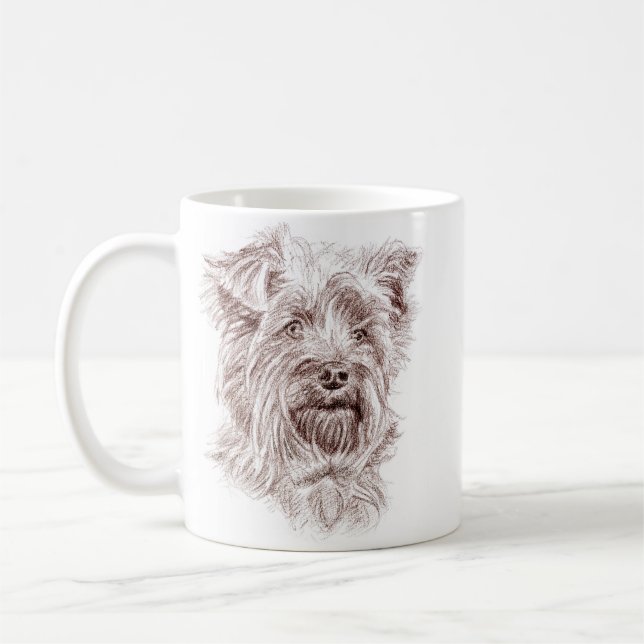 Yorkshire Terrier Drawing Coffee Mug (Left)