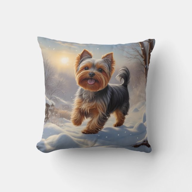 Yorkshire Terrier Elegant Throw Pillow (Front)