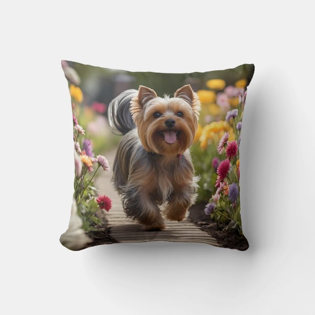 Yorkshire Terrier Elegant Throw Pillow (Front)