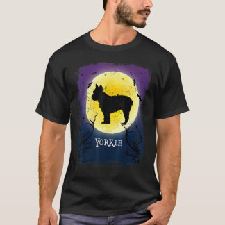 Yorkshire Terrier Full Moon Dog Silhouette Retro H T-Shirt