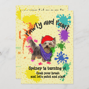 Yorkshire Terrier Fun Art Birthday Party Invite