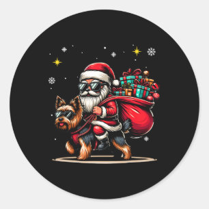 Yorkshire Terrier Funny Christmas Yorkie Dog Lover Classic Round Sticker
