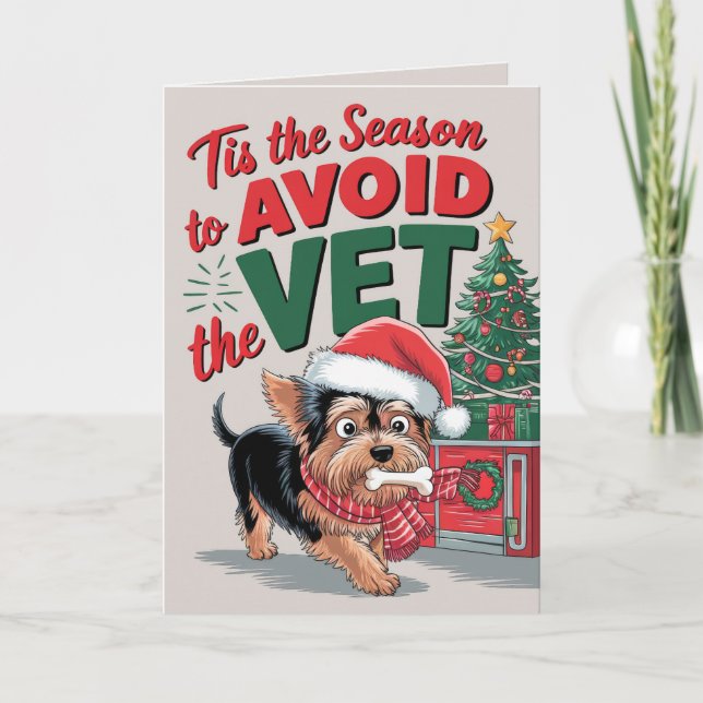 Yorkshire Terrier Funny Dog Christmas Card (Front)