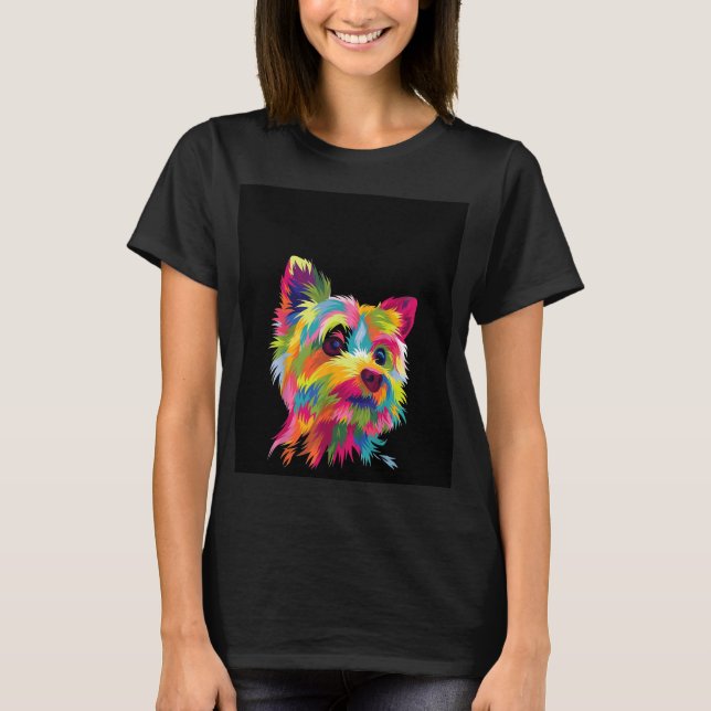 Yorkshire Terrier Funny Yorkie Pop Art Popart Dog  T-Shirt (Front)
