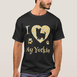 Yorkshire Terrier Gifts I Love My Yorkie Flower T-Shirt