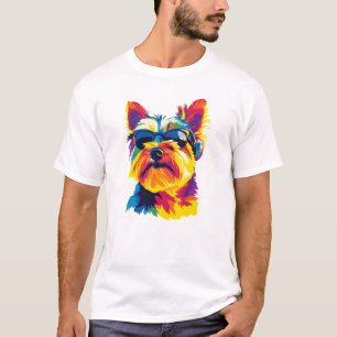 Yorkshire Terrier Glasses Illustration Watercolour T-Shirt