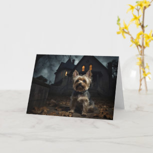 Yorkshire Terrier Halloween Scary  Card
