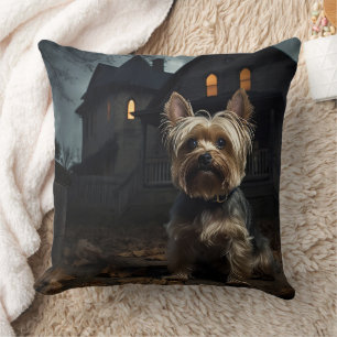 Yorkshire Terrier Halloween Scary Cushion
