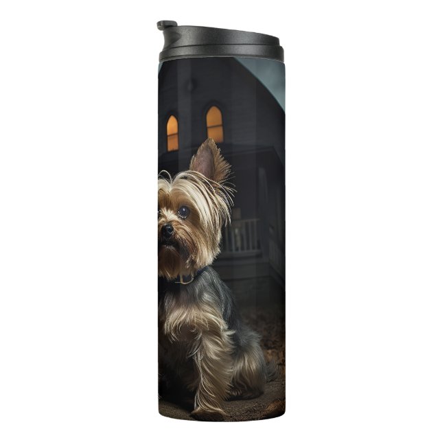Yorkshire Terrier Halloween Scary  Thermal Tumbler (Rotated Right)