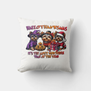 Yorkshire Terrier Halloween Thanksgiving Christmas Cushion