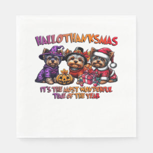 Yorkshire Terrier Halloween Thanksgiving Christmas Napkin