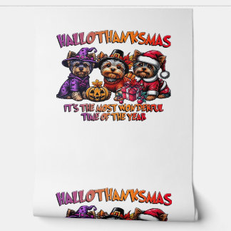 Yorkshire Terrier Halloween Thanksgiving Christmas Wallpaper