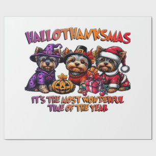 Yorkshire Terrier Halloween Thanksgiving Christmas Wrapping Paper