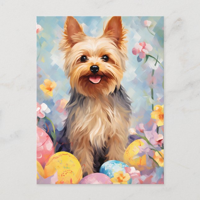 Yorkshire Terrier Happy Easter Postcard (Front)