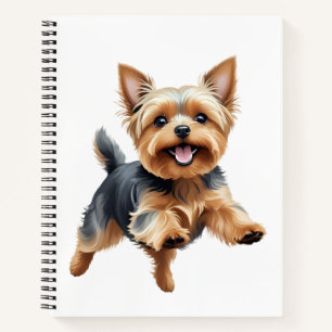 Yorkshire Terrier Happy Playful Fun Jumping Joyful Notebook