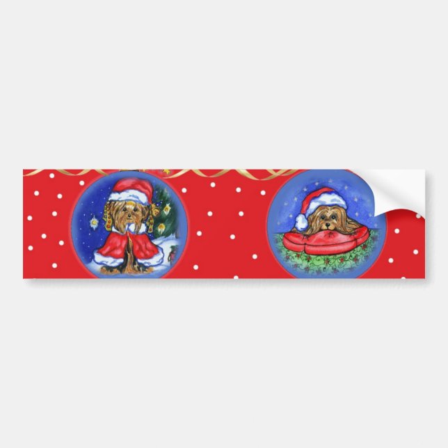 Yorkshire Terrier Holiday Bumper Sticker (Front)