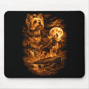 Yorkshire Terrier Howling Moon Yorkie Dog Fantasy Mouse Pad
