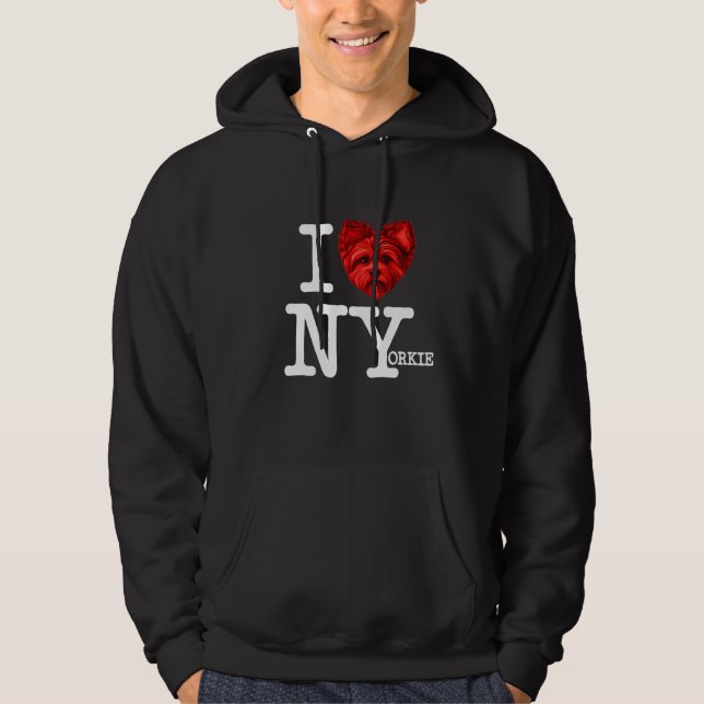 Yorkshire Terrier   I Heart New Yorkie Pun Parody Hoodie (Front)