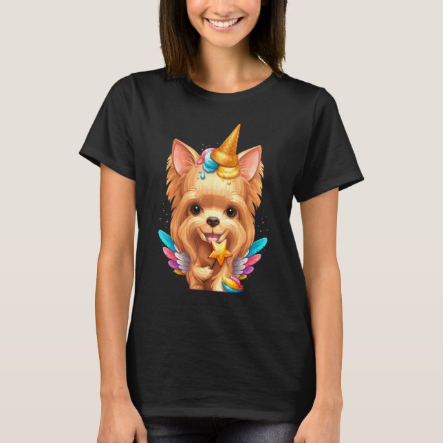 Yorkshire Terrier Ice Cream Unicorn T-Shirt (Front)