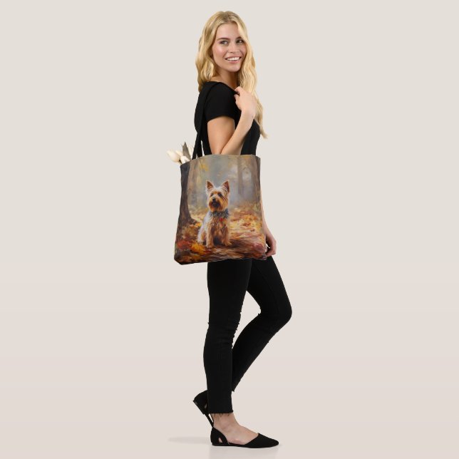 Yorkshire Terrier in Autumn Leaves Fall Inspire  Tote Bag (On Model)
