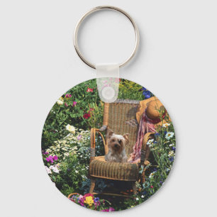 Yorkshire Terrier Keychain Garden